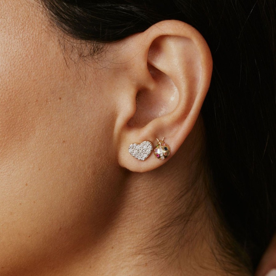 Earrings Eriness | Diamond Smushed Heart Studs