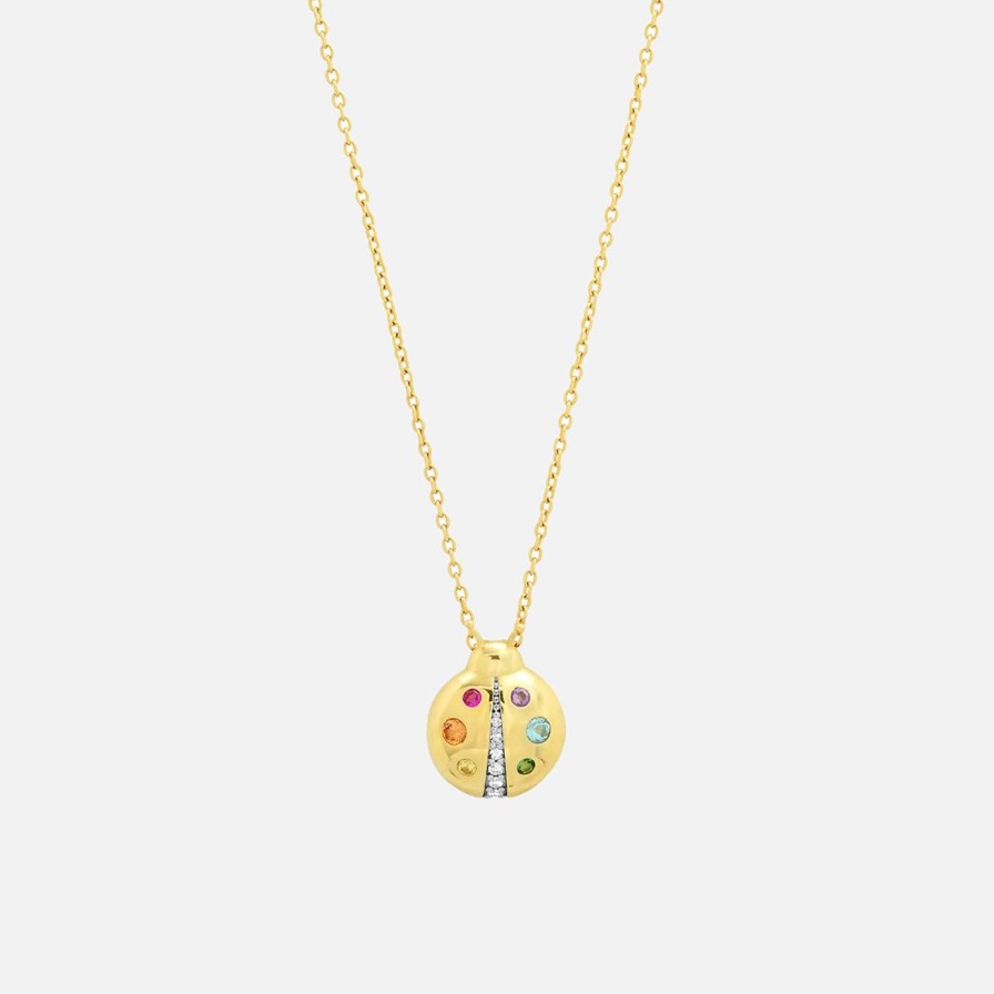 Necklaces Eriness | Multi Colored Baby Ladybug Necklace