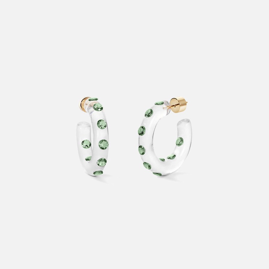 Earrings Sarah Noor | Small Lucid Hoops, Green