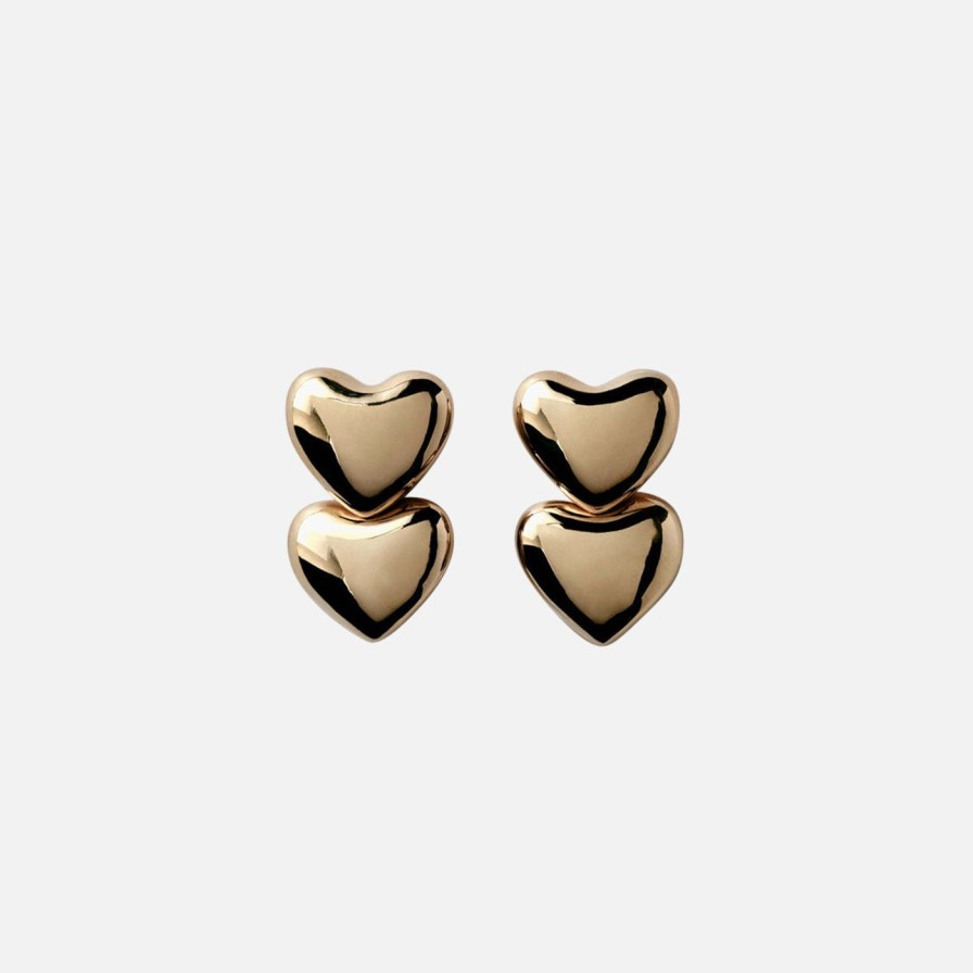 Earrings Annika Inez | Dual Voluptuous Earrings Gold Plated