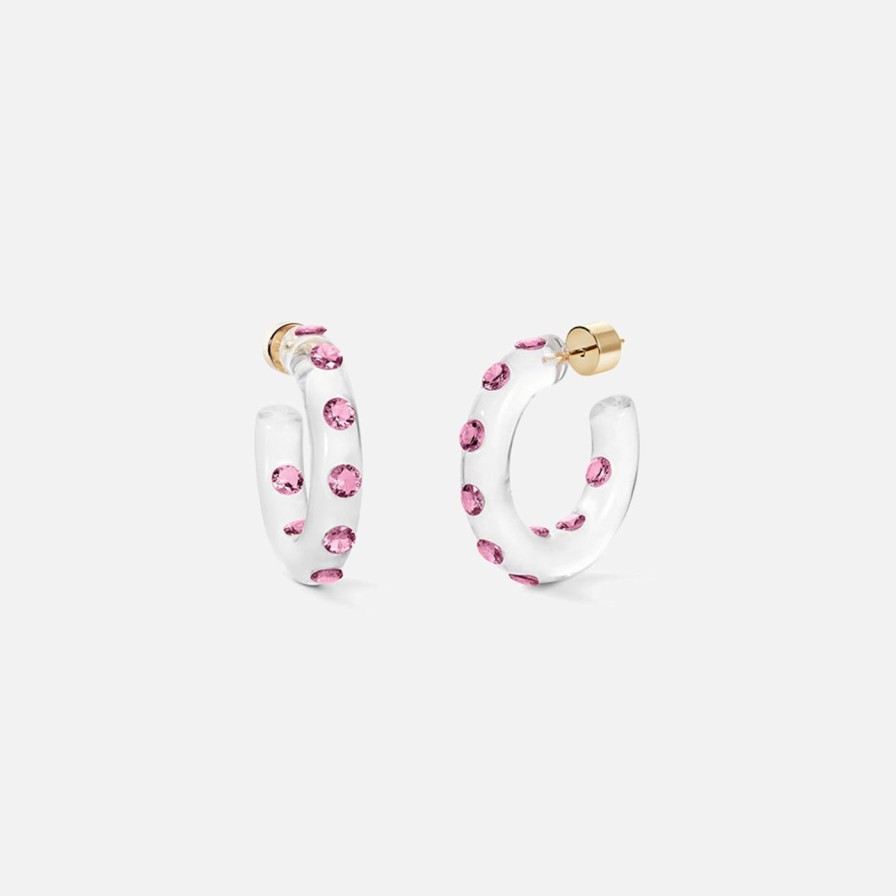 Earrings Sarah Noor | Small Lucid Hoops, Pink