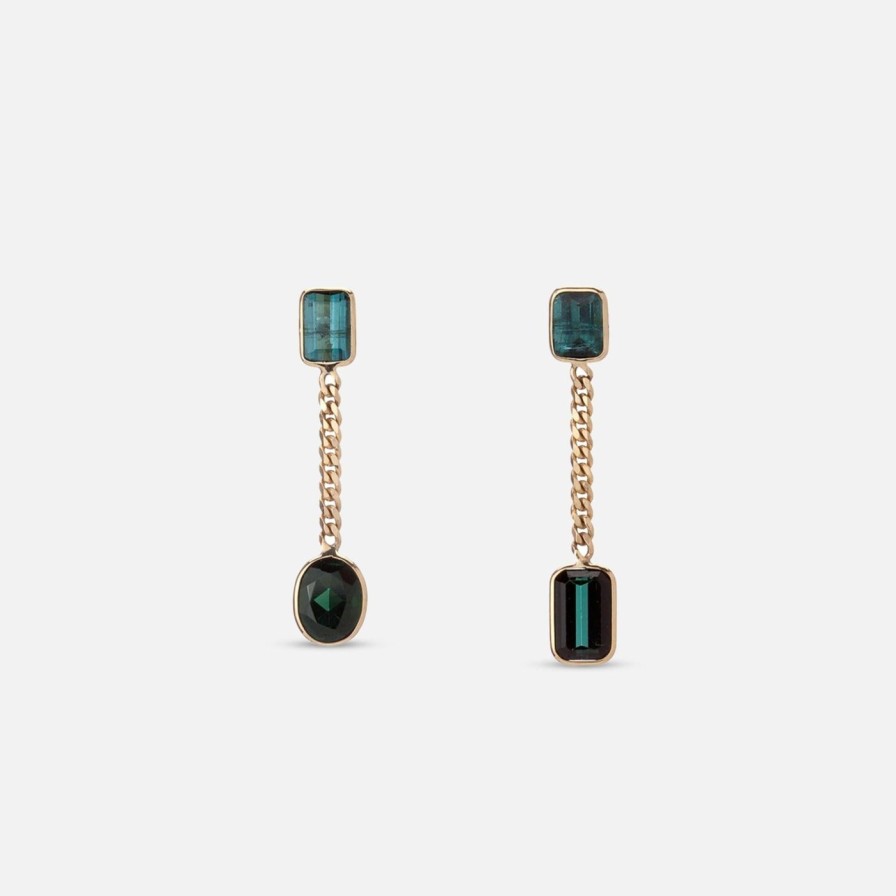 Earrings Objet-a | Curb Chain Earrings, Tourmaline