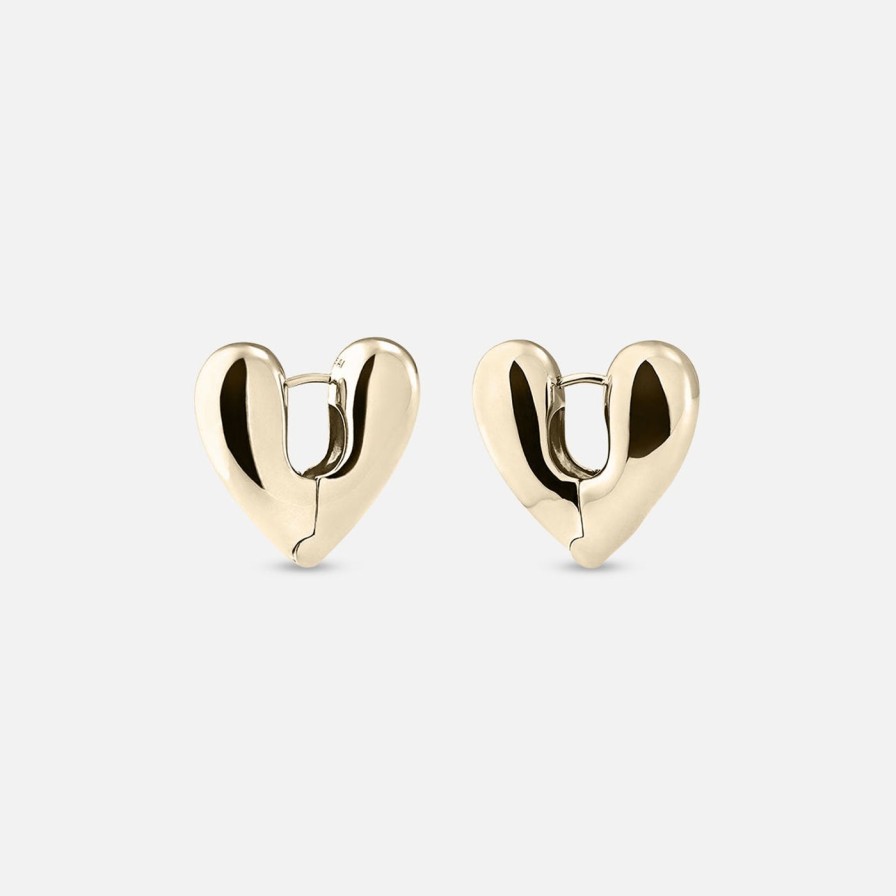 Earrings Annika Inez | Heart Hoops, Small Gold Plated