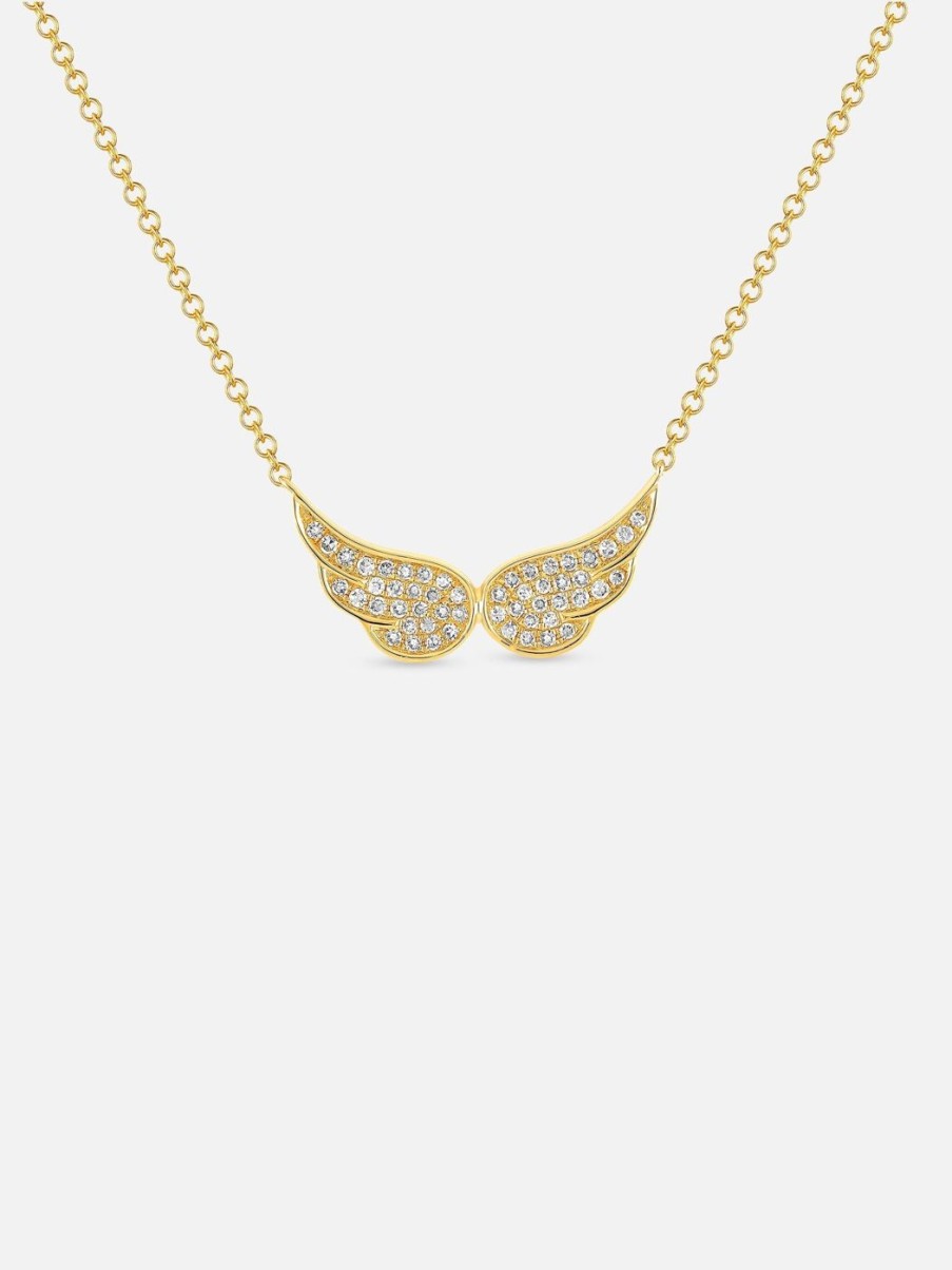 Necklaces EF Collection | Diamond Double Angel Wing Necklace