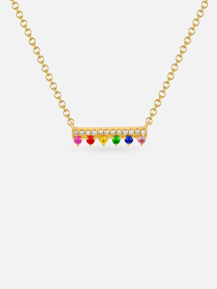 Necklaces EF Collection | Diamond & Rainbow Chloe Bar Necklace