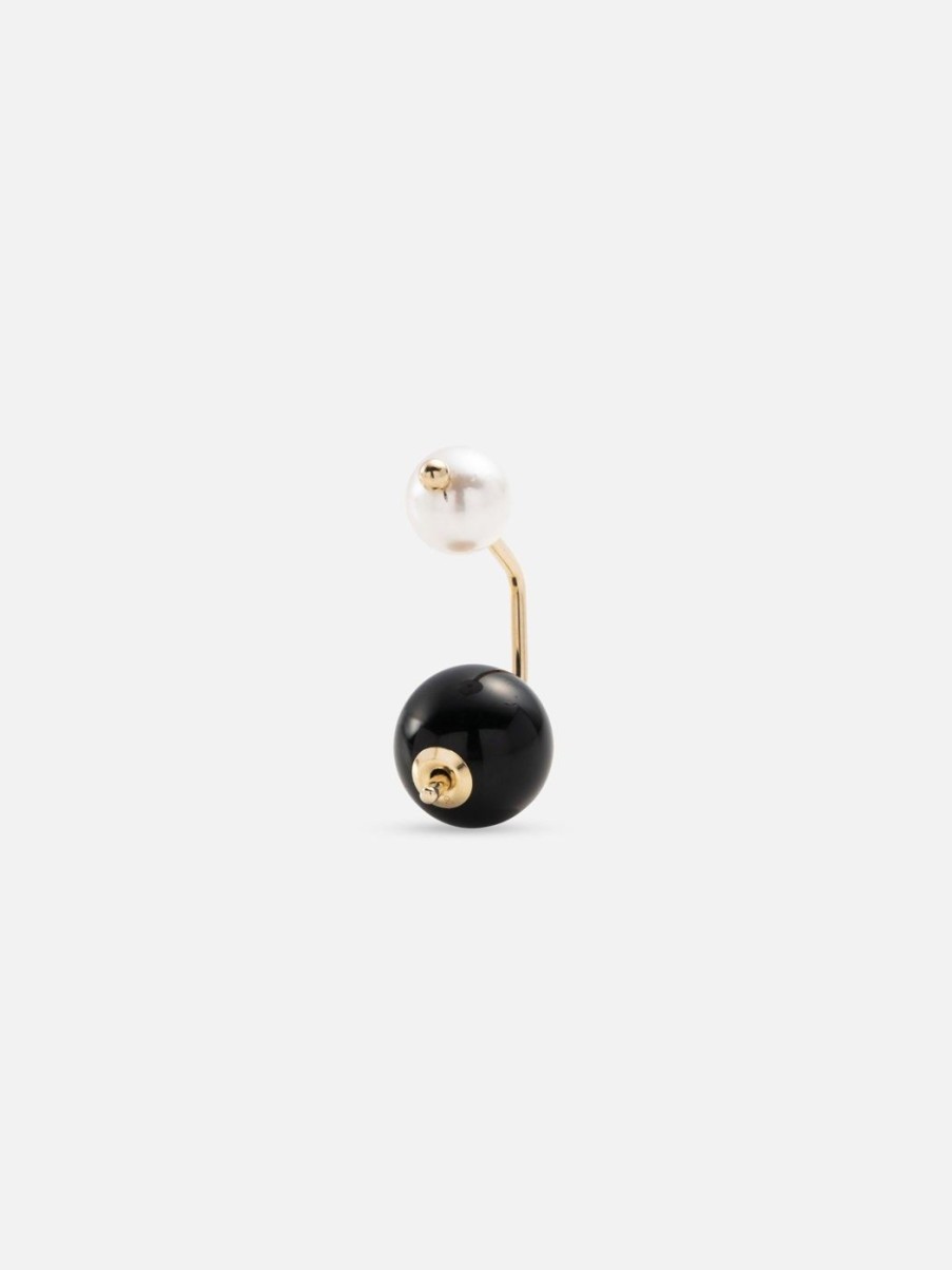 Earrings Hirotaka | Bumble Bee Pearl Onyx Earring