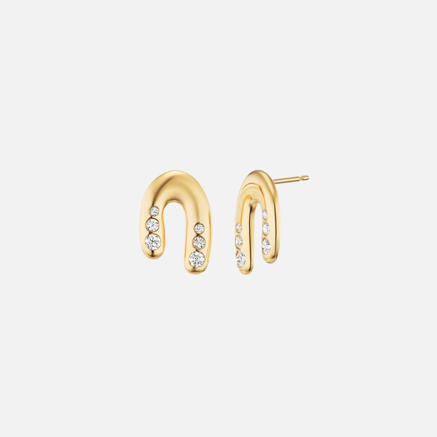 Earrings Akaila Reid | Chubby Curved Stone Earrings White Diamond