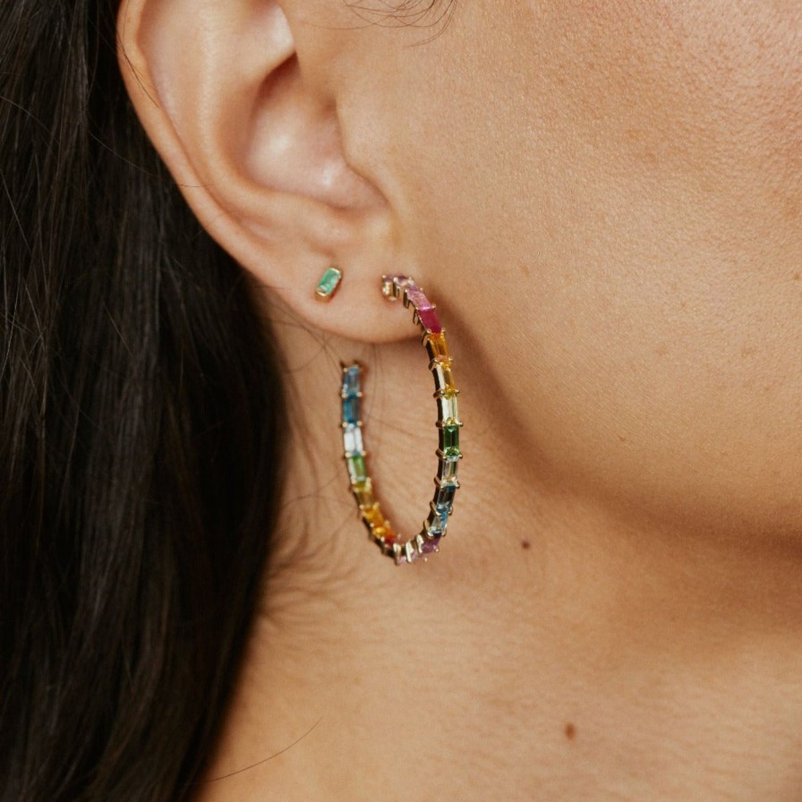 Earrings Eriness | Emerald Baguette Studs