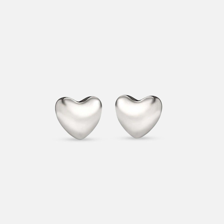 Earrings Annika Inez | Voluptuous Heart Earrings, Small Sterling Silver