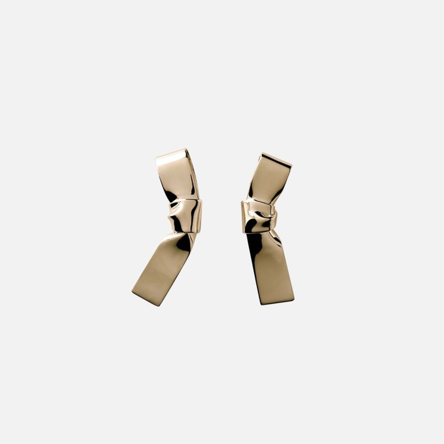 Earrings Annika Inez | Grand Cravat Earrings, Large Gold Plated