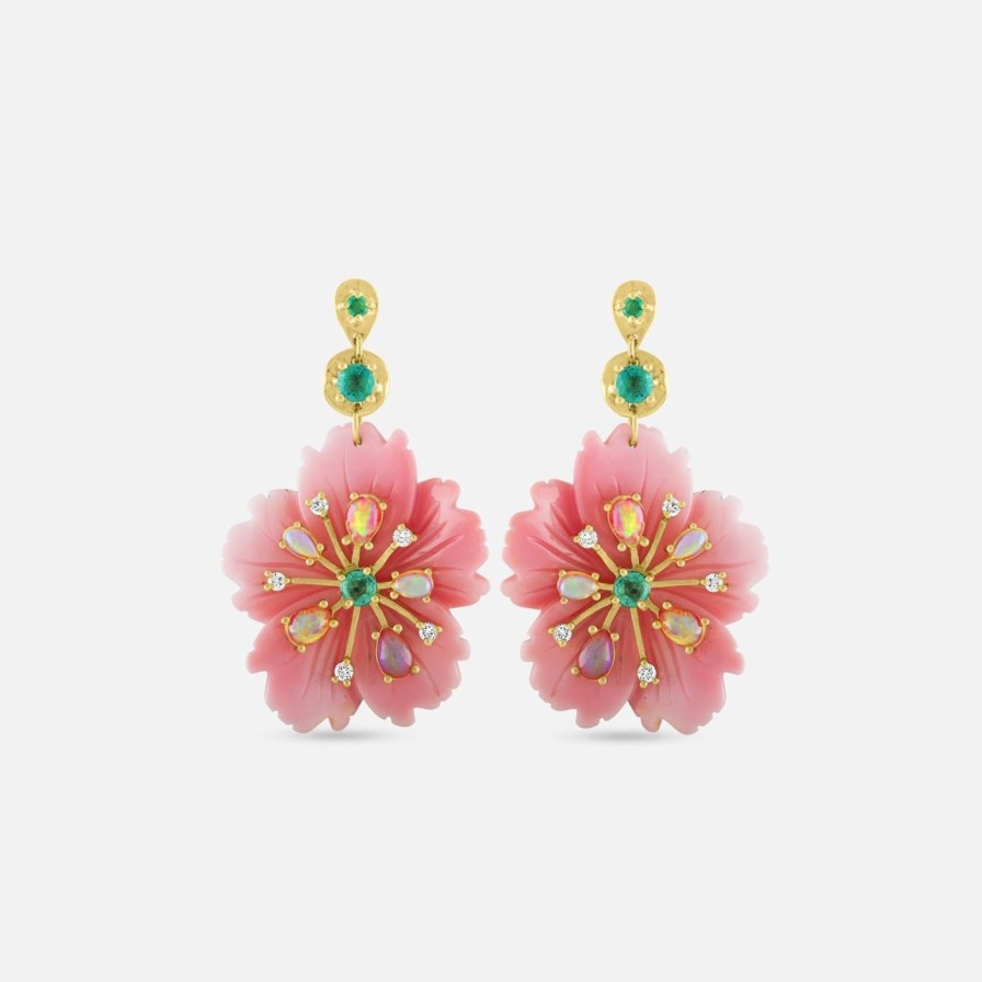 Earrings Eden Presley | Pink Opal Flower Earrings