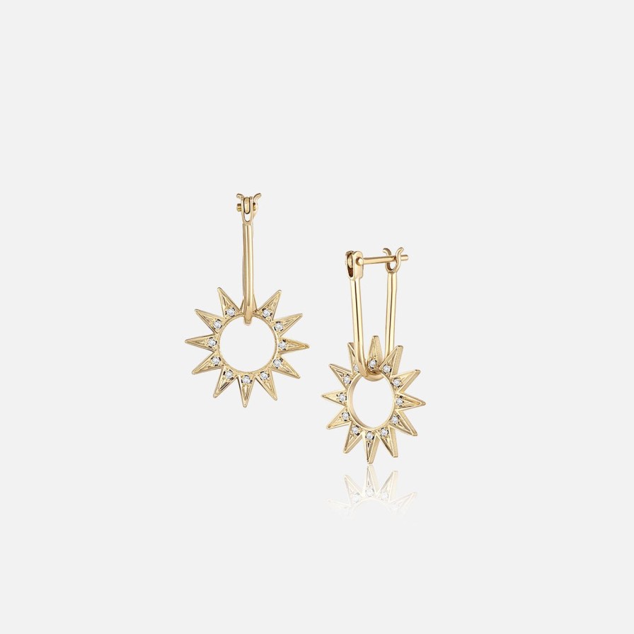 Earrings EMBLM Fine Jewelry | Eclipse Pave Mini Spur Earring 14K Yellow Gold