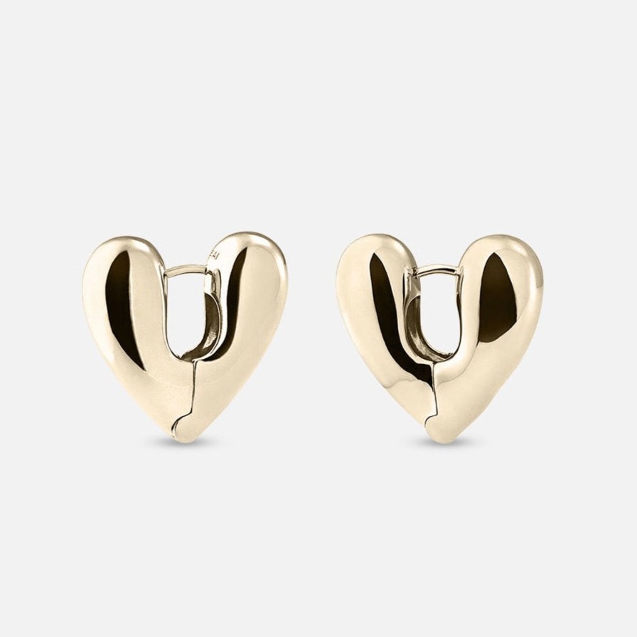 Earrings Annika Inez | Heart Hoops, Large Gold Plated