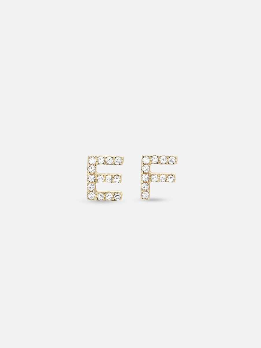 Earrings EF Collection | Diamond Initial Stud Earring