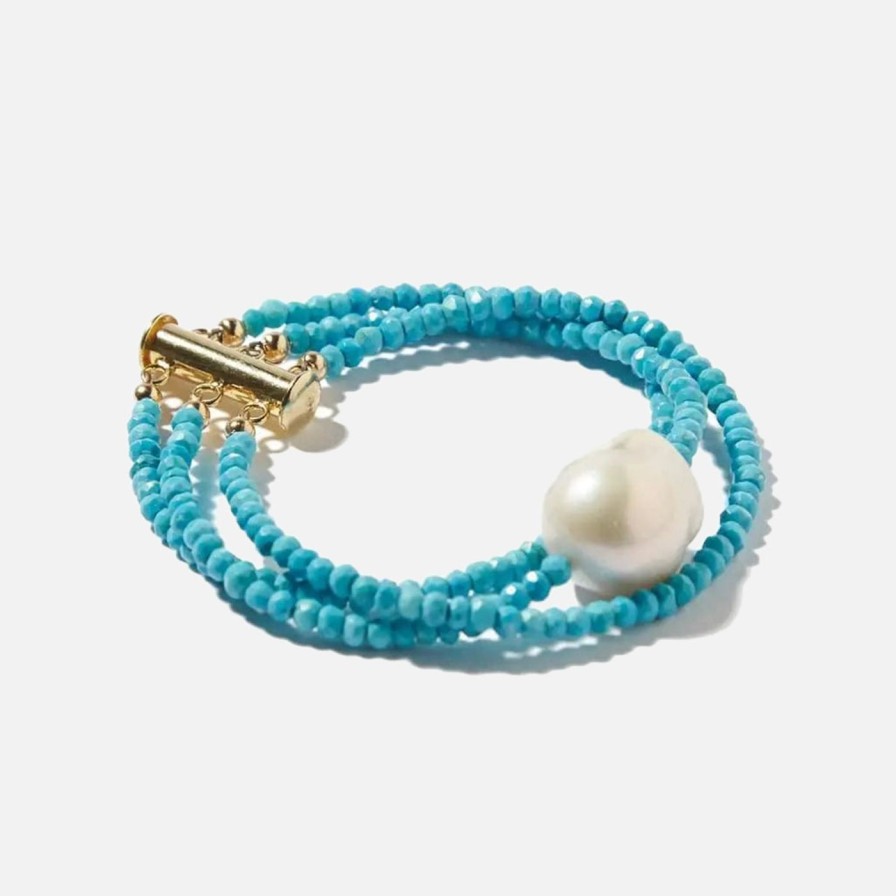 Bracelets Joie DiGiovanni | Turquoise Baroque Pearl Triple Gemstone Bracelet