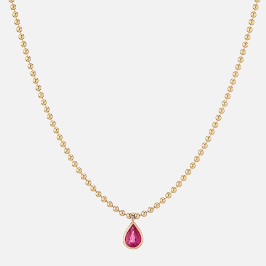 Necklaces At Present | Pink Tourmaline Ball Chain Necklace