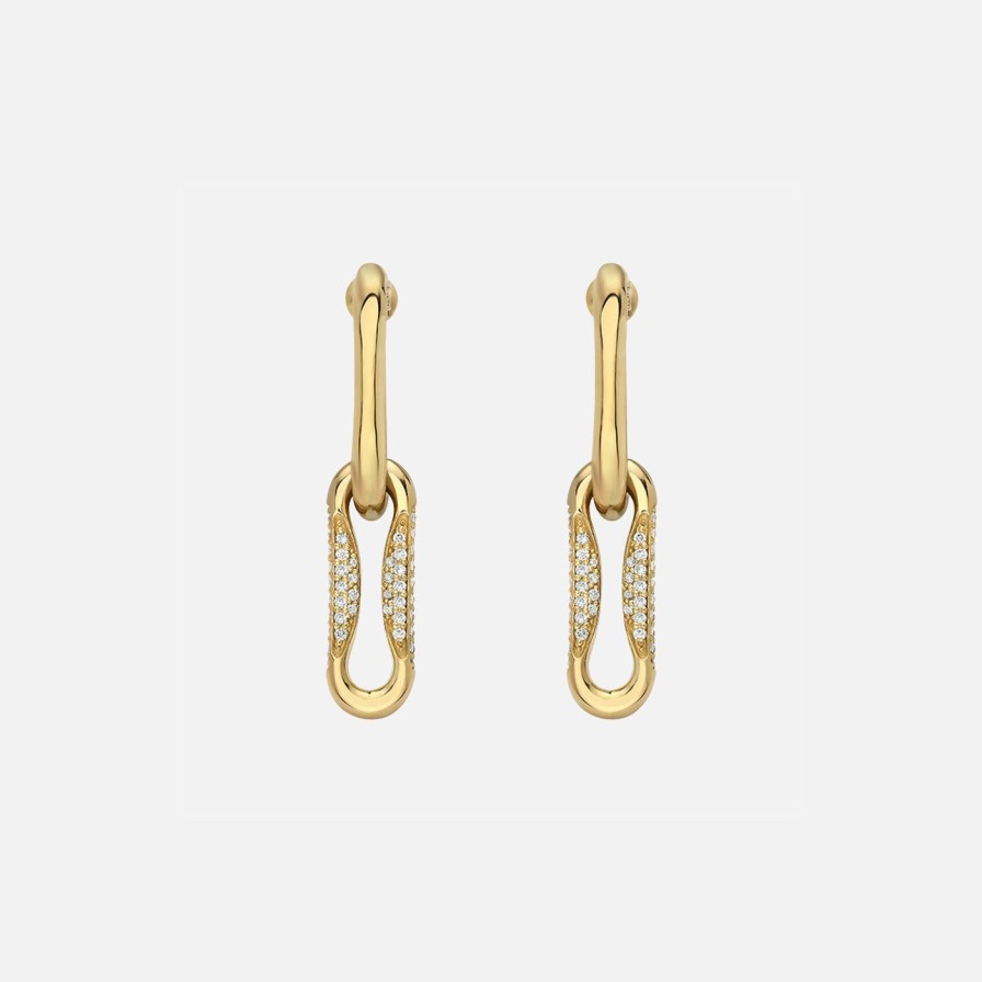 Earrings Lionheart | Milano Pinched Link Drop Earrings With Diamonds