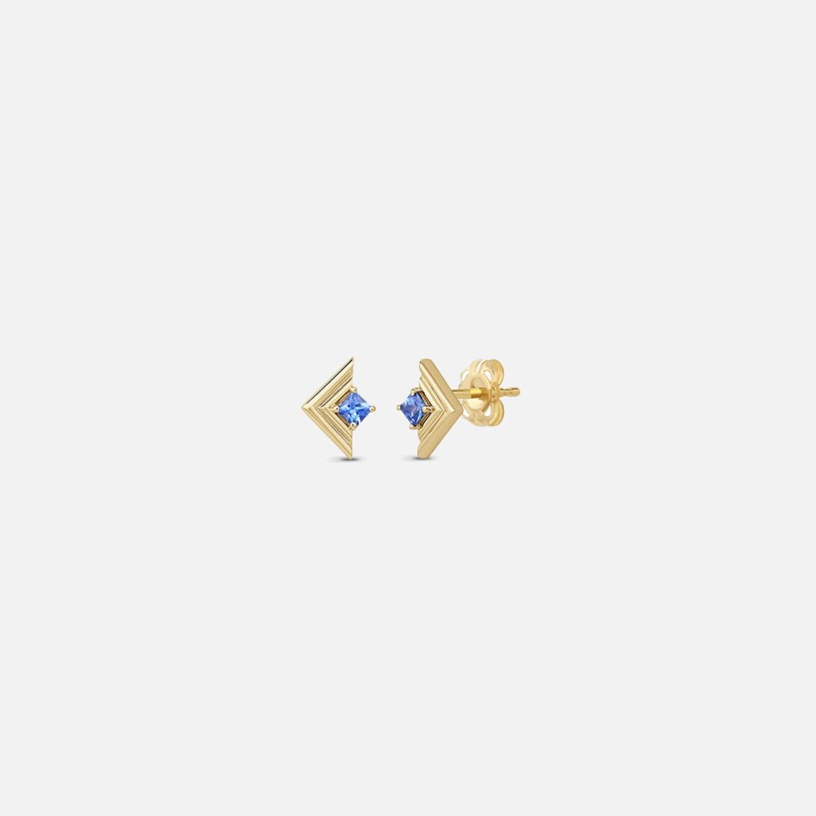 Earrings ParkFord | Mini Frame Stud Blue Sapphire