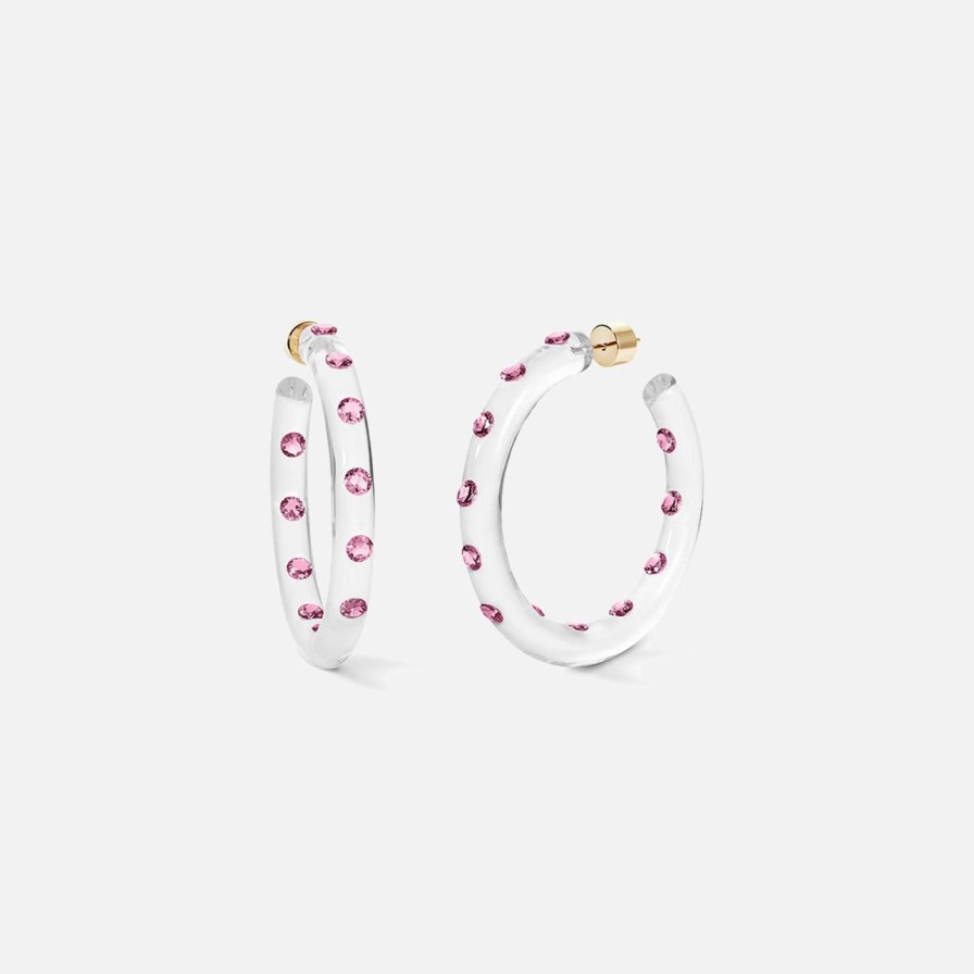 Earrings Sarah Noor | Medium Lucid Hoops, Pink