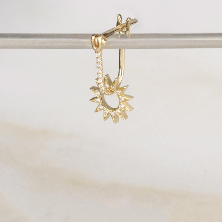 Earrings EMBLM Fine Jewelry | Pave Baby Spur Earring 14K Yellow Gold