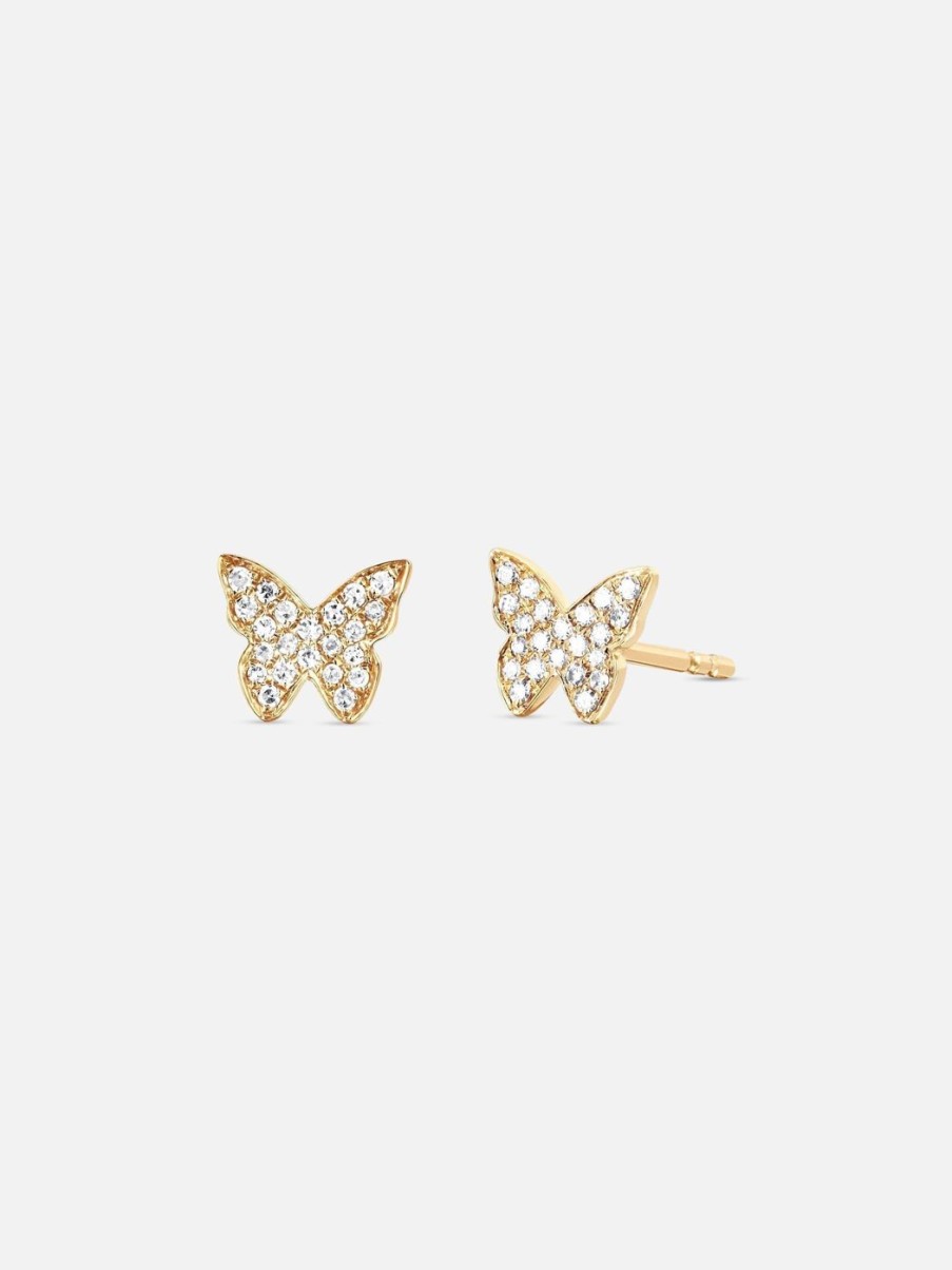 Earrings EF Collection | Diamond Butterfly Stud Earring