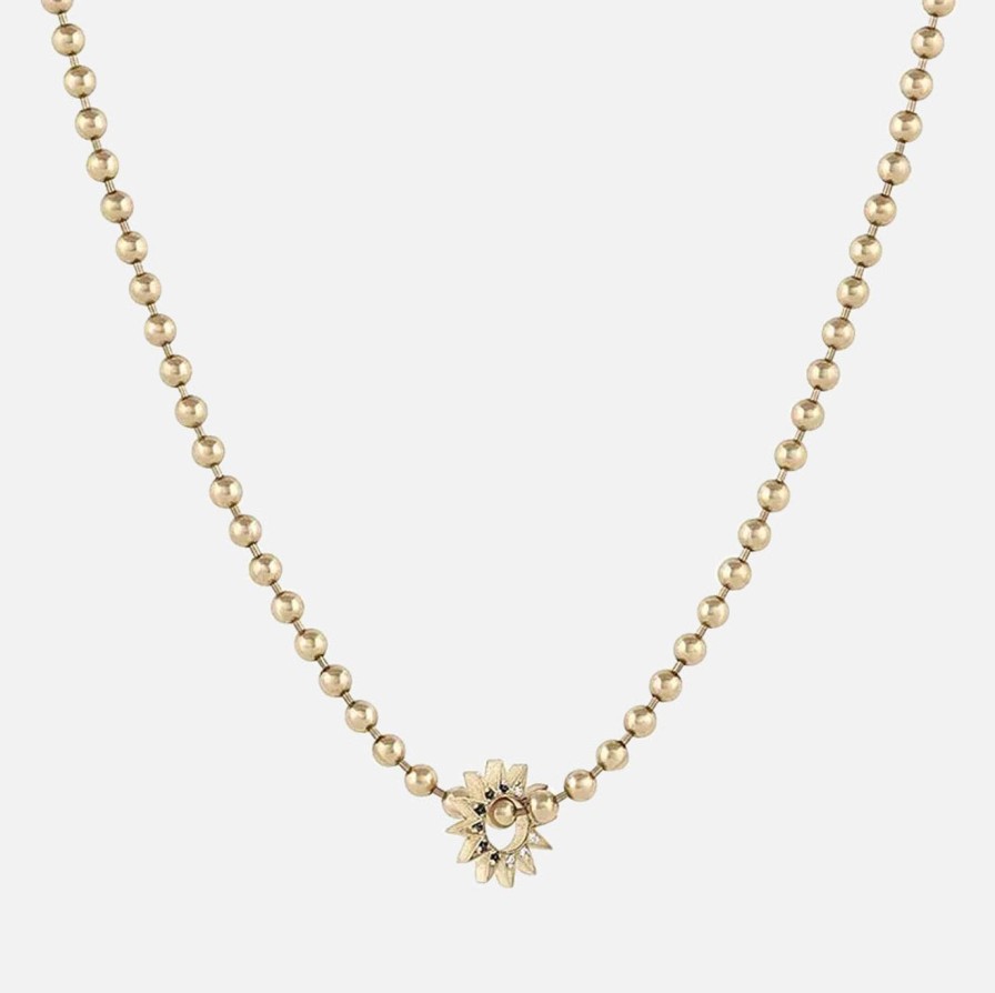 Necklaces EMBLM Fine Jewelry | Chiaroscuro Pave Baby Spur Necklace 14K Yellow Gold