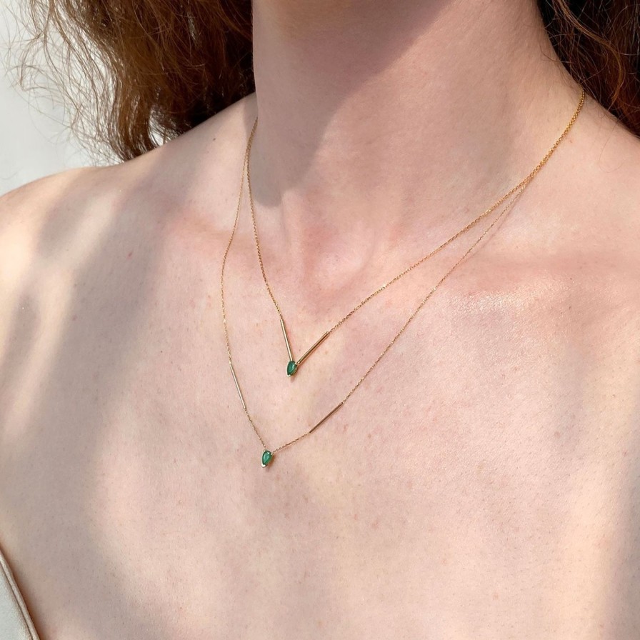 Necklaces Labulgara | Deconstructed Bar Gold Necklace 14K Yellow Gold