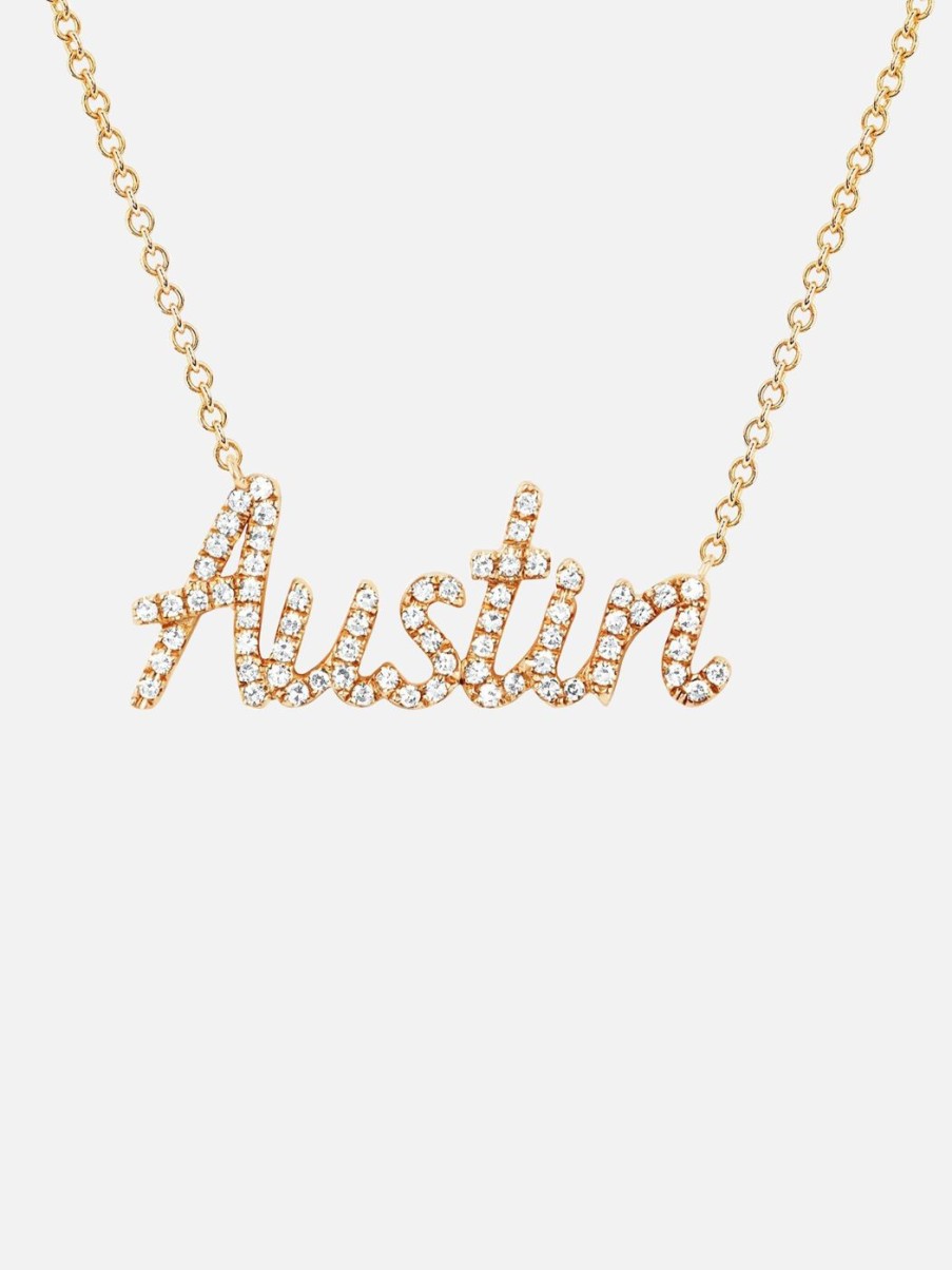 Necklaces EF Collection | Script Diamond Custom Initial Necklace