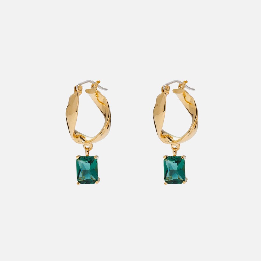 Earrings Lady Grey | Infinity Hoops With Green Quartz In Gold