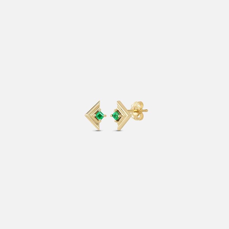 Earrings ParkFord | Mini Frame Stud Emerald