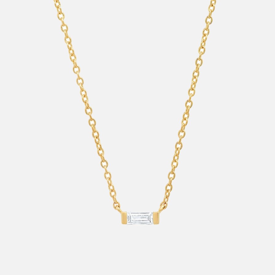 Necklaces Eriness | Solitaire Diamond Baguette Necklace