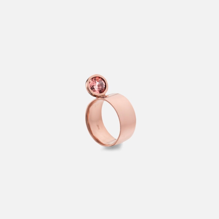 Rings Leslie Paige Jewelry | Perched Setting Ring With Oval Pink Tourmaline