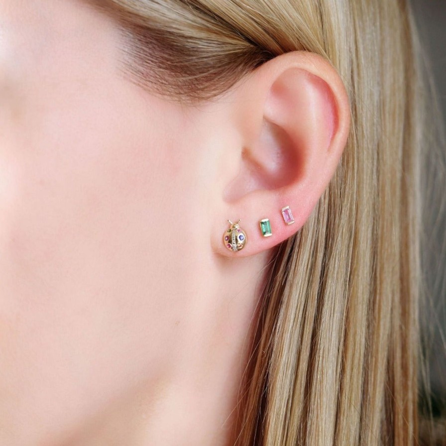 Earrings Eriness | Pink Sapphire Baguette Studs