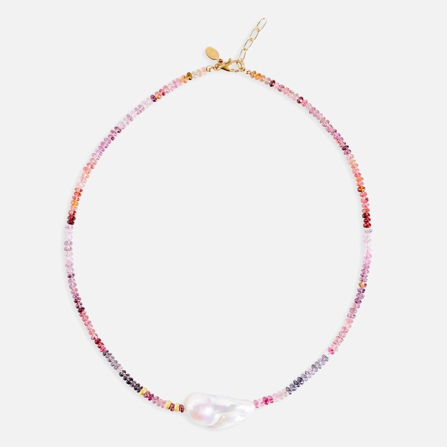 Necklaces Joie DiGiovanni | Cotton Candy Spinel Gold Baroque Pearl Necklace