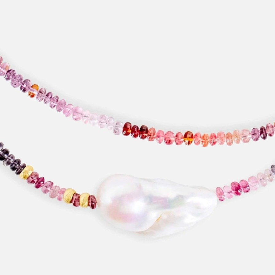 Necklaces Joie DiGiovanni | Cotton Candy Spinel Gold Baroque Pearl Necklace