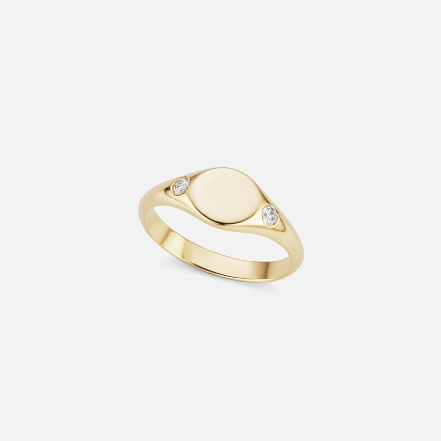 Rings The Gild | The Gold Petite Diamond Signet Ring