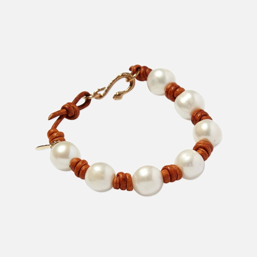 Bracelets Joie DiGiovanni | Knotted Pearl And Leather Snake Bracelet