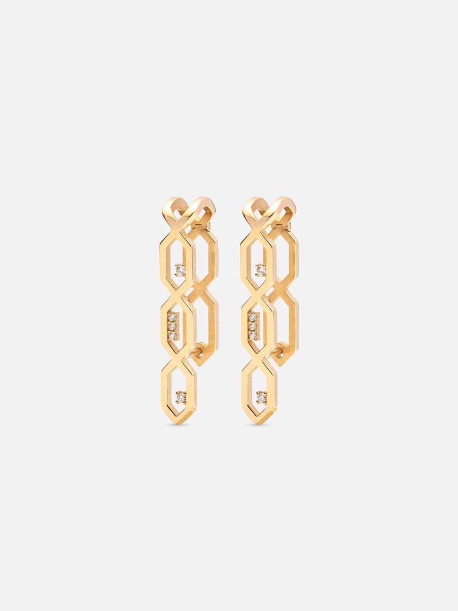 Earrings Noor Shamma | Luz U-Hoop (Diamond) Yellow Gold