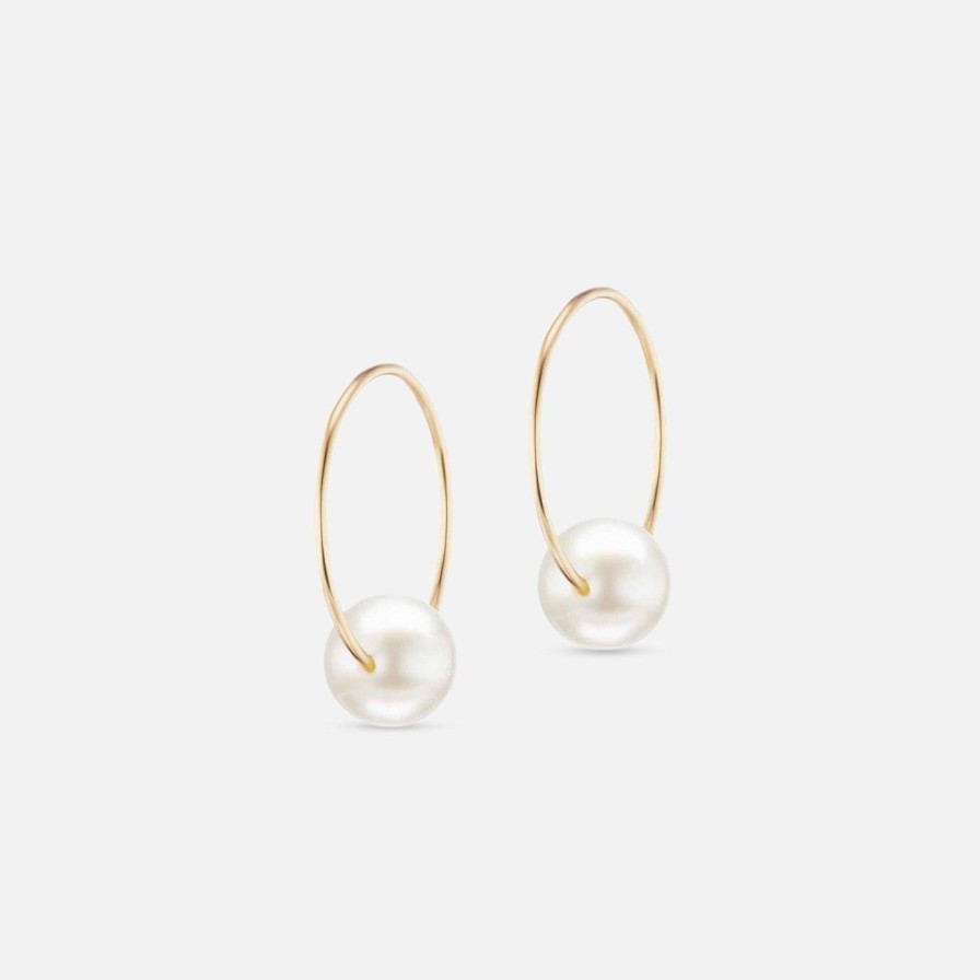 Earrings The Gild | The Small Floating Pearl Hoop